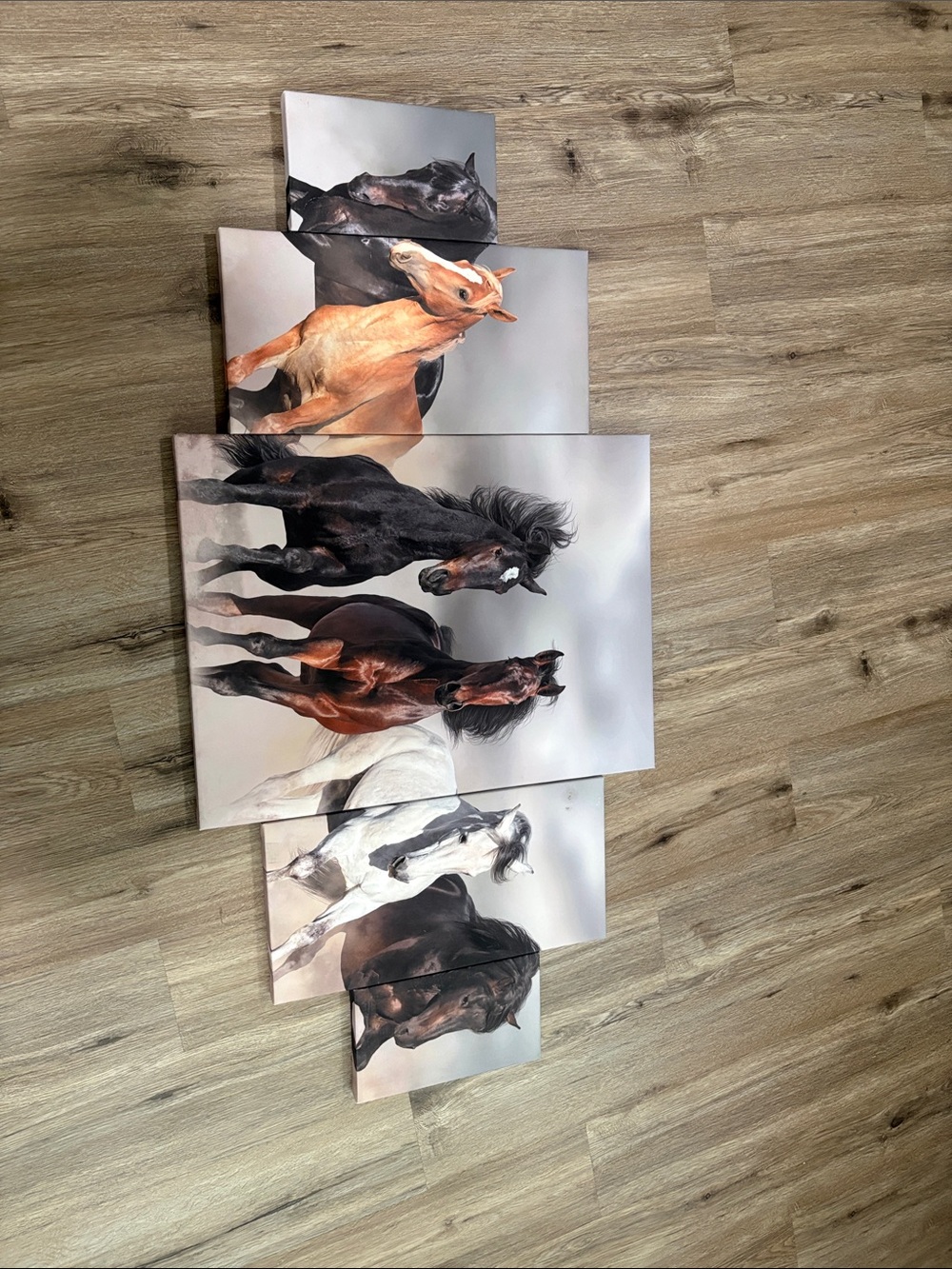 Multi-Panel Horse Wall Art Canvas - Neutral Brown & Black